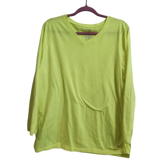Danskin Now Yellow Lime Loose Fit Athletic Top Size 1x (16w) EUC P2p 21 - Picture 6 of 6